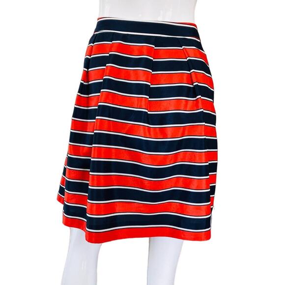 J Crew Striped Orange Navy White Skirt - Picture 3 of 4
